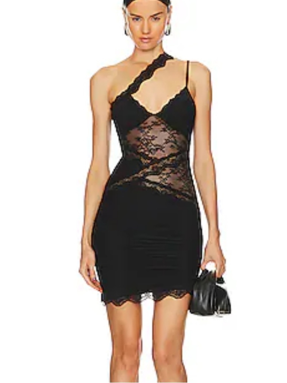 Bec & Bridge Ria Mini Dress Black Lace Slip stretch Revolve Sz 6
